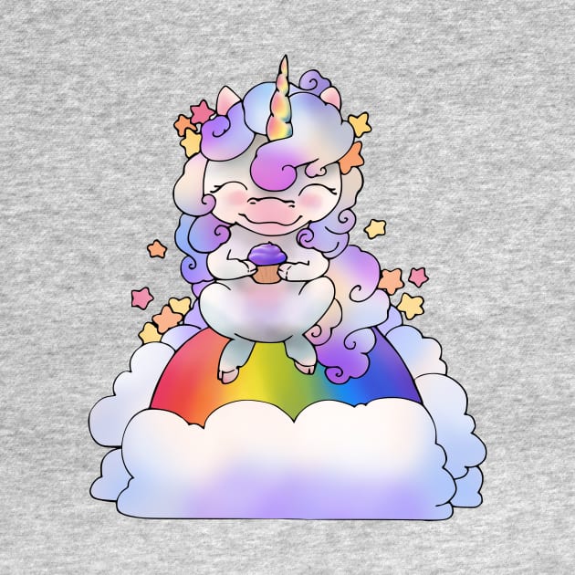 Kawaii Unicorn Cupcake Cloud (and Rainbow!) by LyddieDoodles